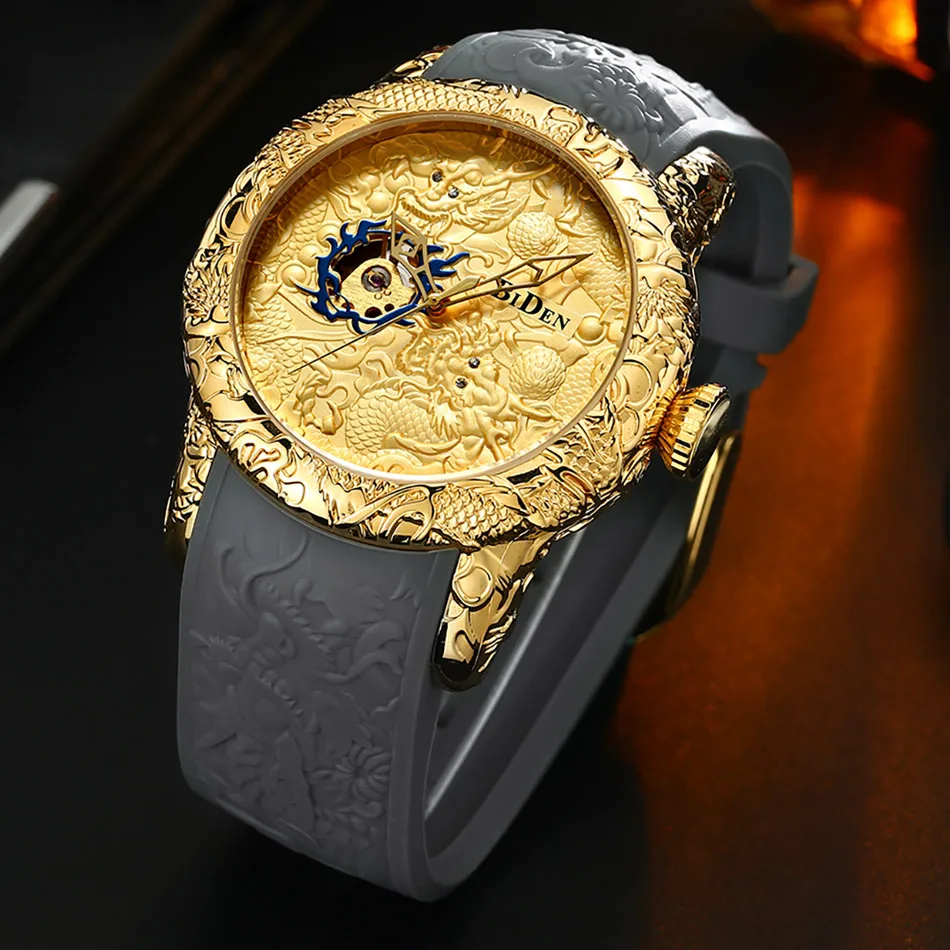 

Mens Watches Top Brand Luxury Automatic Mechanical Wrist Watch Unique 3D Dragon Man Sports Watch Waterproof Relogio Masculino
