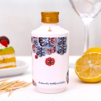 

Creative maotai wine bottle modelling press type automatic toothpick extinguishers toothpick holder 12*5.5*5.5CM