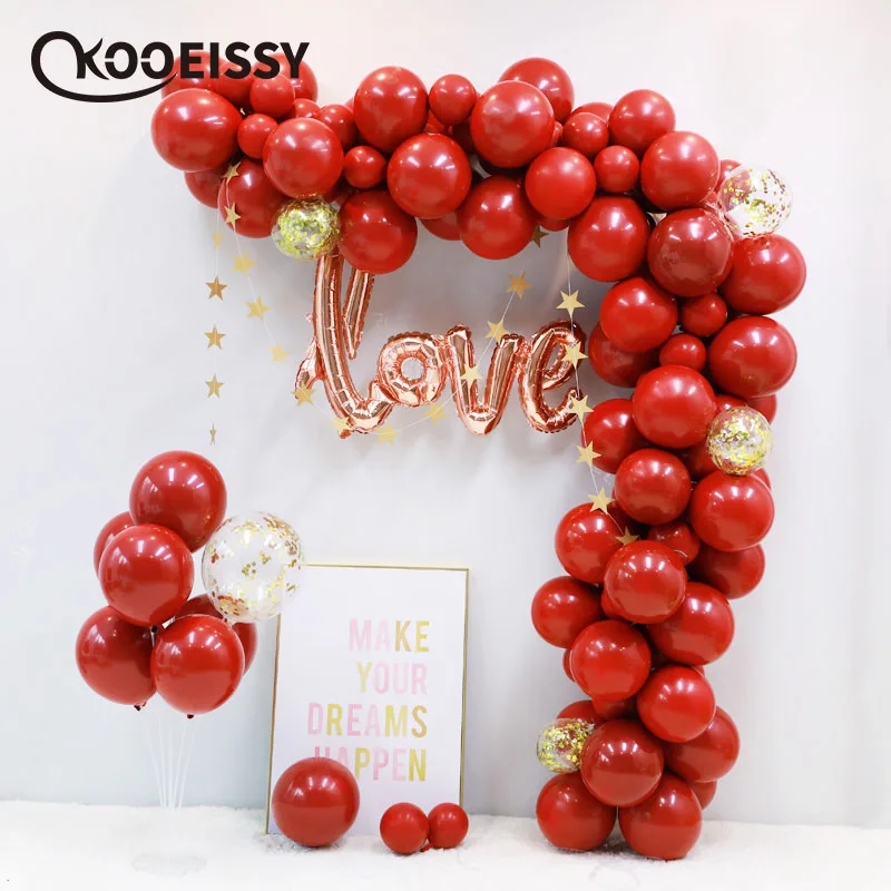 

10pcs Ruby Red Balloon New Glossy Metal Pearl Latex Balloons Chrome Metallic Colors Air Balloons Globos Wedding Party Decoration