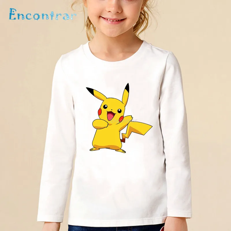 

Children Cartoon Print Pokemon Go Pikachu Funny T shirt Baby Boys Girls Long Sleeve Tops Kids Casual Cute T-shirt,LKP2080