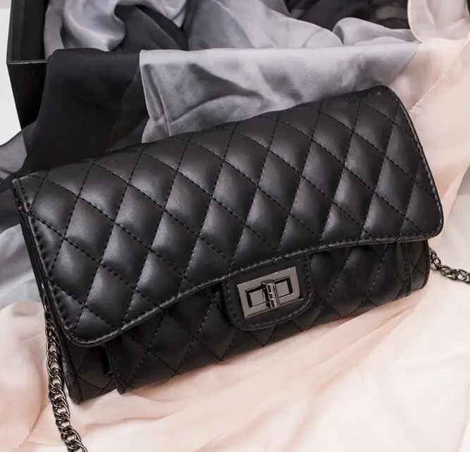 

2016 Quality Pu concise fashion Quilted chain shoulder bag across body messenger bag handbag women's wallets purse 4 colors