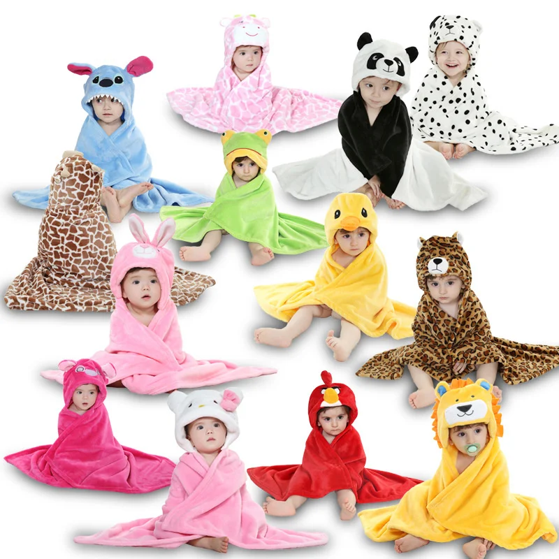 Baby Infant Comfortable Bathrobe Cute Animal Cartoon Babies Blanket Kids Hooded Bathrobe Toddler Baby Bath Towel Stuff