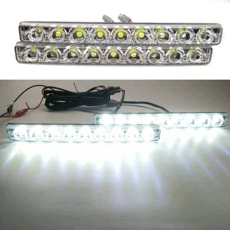 

Super Bright 18W/set White 9 LED Head Front Fog Light for all Car DRL Off-road Lamp Daytime Running Lights Parking Lamp