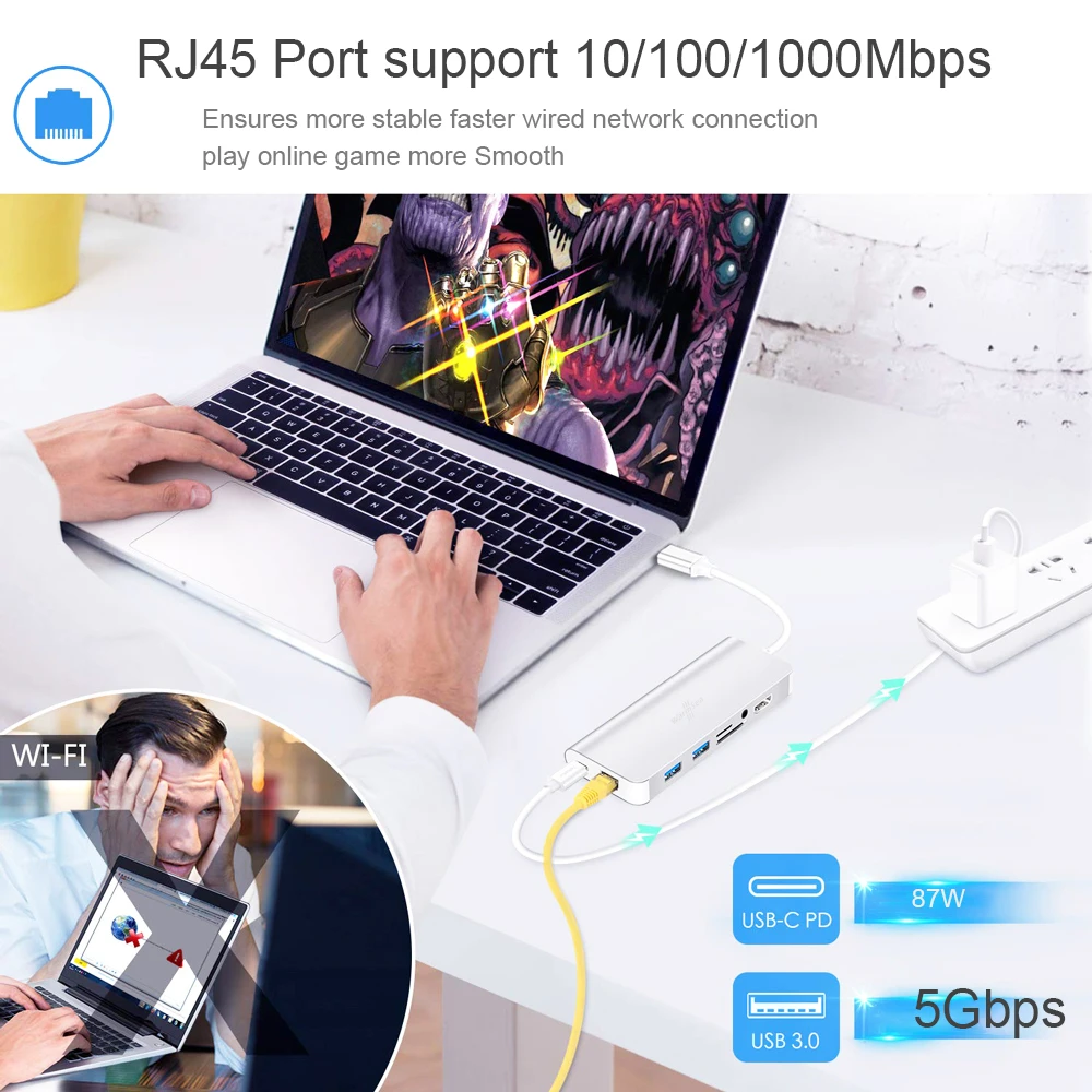 USB C концентратор аудио с 4K HDMI RJ45 SD PD Card зарядная станция Dex для Samsung Galaxy Note8 S8 S9 Nintendo
