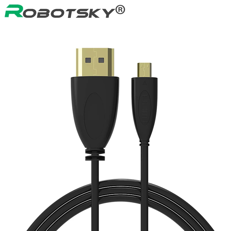 Robotsky микро HDMI к HDMI кабель 1,5 м 3 м HDMI адаптер 1080P HD ТВ конвертер кабель для планшета ТВ XBox PS3 ЖК-монитор