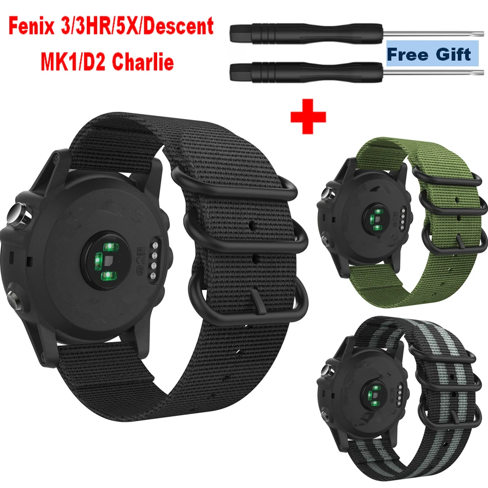

2 In1 COMLYO 26mm Replacement Band for Garmin Fenix 5X Watch Sport Bands wristband for Garmin Fenix 3/3HR Strap Nylon Watchband
