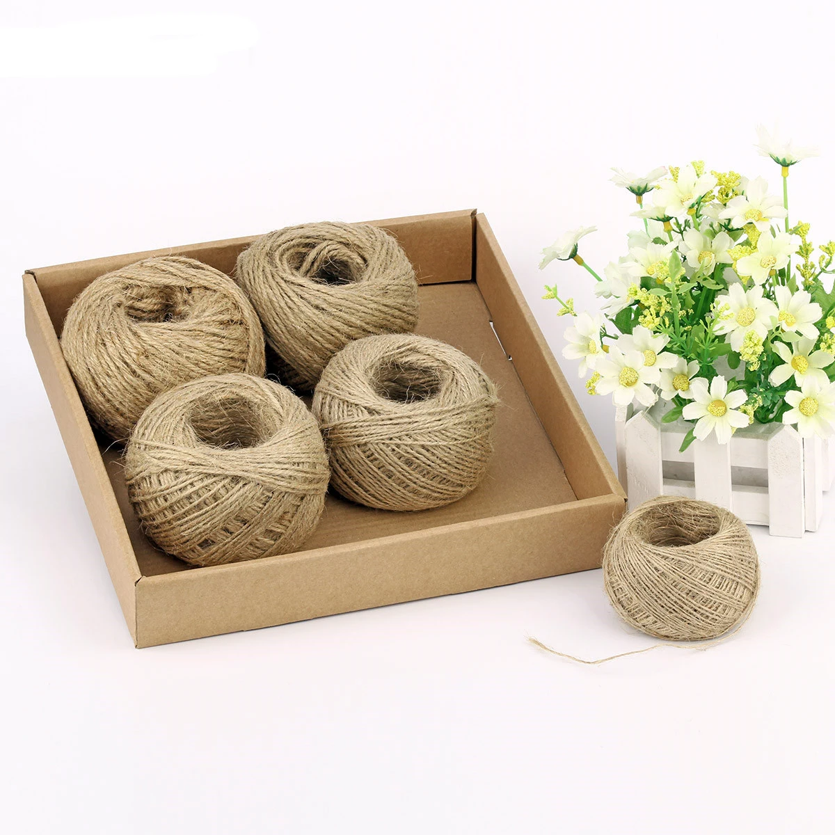 1mm-4mm/Roll Natural Textured Burlap Twine Cord Hemp Rope For Party Wedding DIY Gift Wrapping Cords Thread LYQ