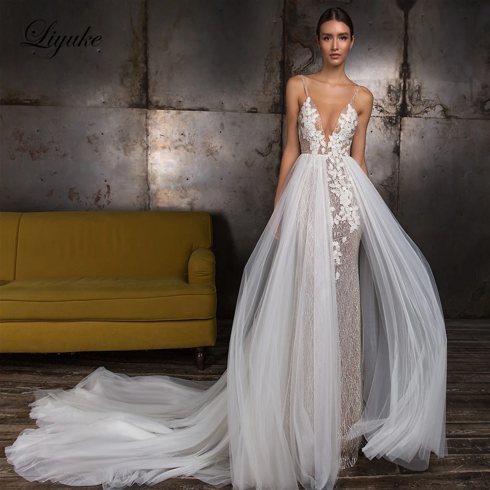 Женское платье на тонких бретельках Liyuke длинная пышная Тюлевая юбка для