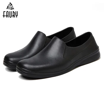 男性シェフの靴防水抗スリップ耐油キッチンレストランフードサービス男性ブラックウェアラブル調理安全作業靴