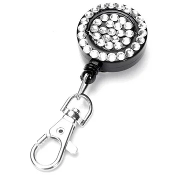 

ABS Plastic Bling Crystal Retractable Extendable Badge Reel For ID Badge Holder Key Holder 1pcs Crystal Color