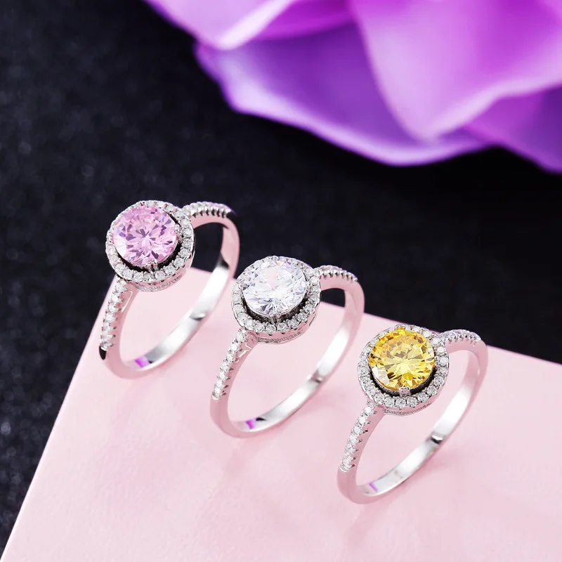 CC 925 пробы, серебряные ювелирные изделия,, кольца для женщин, невесты, обручальное кольцо, розовое, белое, золотое, Anillos Mujer CC645