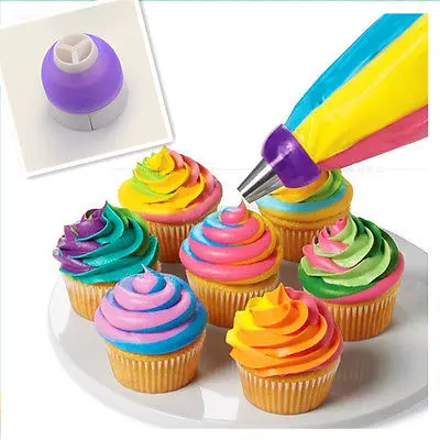 

Icing Piping Bag Nozzle Converter Tri-color Cream Coupler Cake Decorating Tools For Cupcake Fondant Cookie 3 Hole 3 Colo