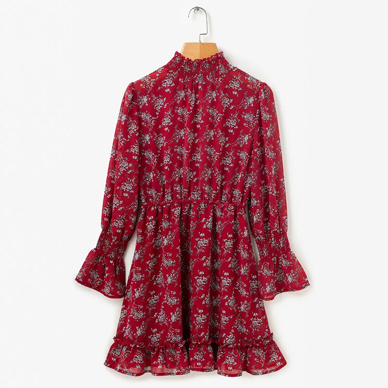 BONGOR LUSS Long Sleeves Sexy Women Party Dresses Mini Lined Dress Autumn Solid Color Stand Collar Chiffon Dress With Sashes  (11)