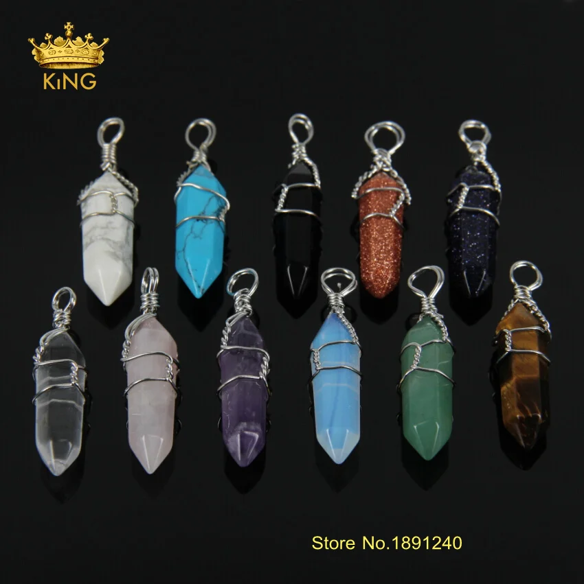 10pcs Bulk Hot Sale Sliver Diy Making Assorted Wire Wrapped Natural