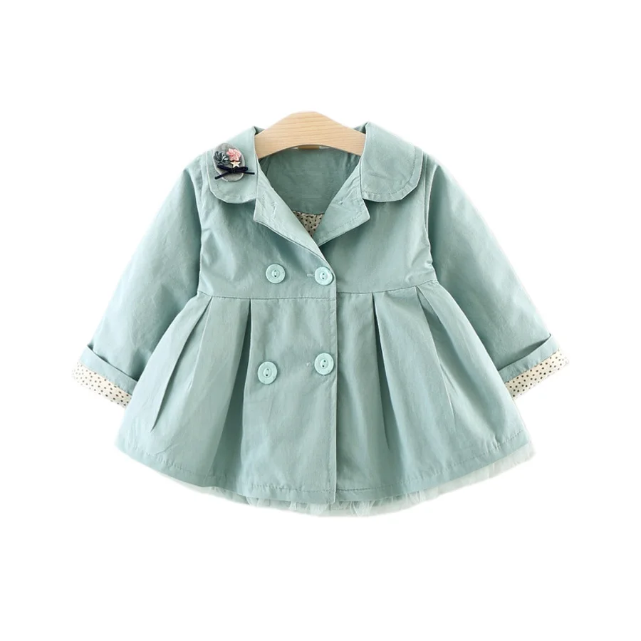 

cute causal baby girl trench coat solid embroidery European style coat for 6-24M baby newborn infant outerwear coat clothes hot