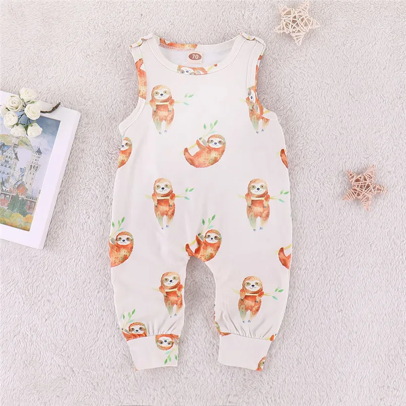 

Summer Unisex Baby Clothes Toddler Infant Baby Cartoon Print Sleeveless Vest Jumpsuit Romper Clothes Baby Romper costume JE21