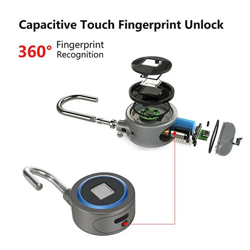 Newest Smart Keyless Fingerprint Lock APP Button Password Unlock Waterproof Anti-Theft Padlock Door Lock for Android iOS System