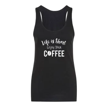 

Womens Life Is Short Enjoy Your Coffee Fitness Workout Racerback Tank Tops