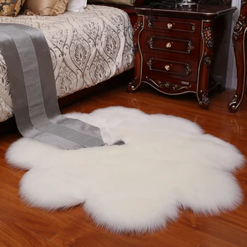 

Luxury Plush Flower Area Rug Faux Fur Sheepskin Shag Fluffy Flower Rug Mat Soft Cozy Warm Shaggy Solid Carpet for Livingroom