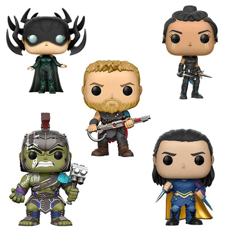 

Marvel Thor Ragnarok Hulk Hela Loki Valkyrie Character 10cm Vinyl Dolls Action Figure Toys with Bobble Head