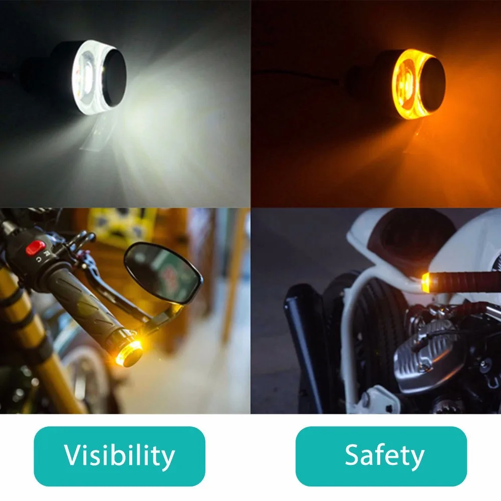 Светодиодный фонарь на руль мотоцикла, сигнальный светильник, желтый, универсальный, 22 мм, индикатор, мигалка, ручка, мигалка, боковой габаритный фонарь#2