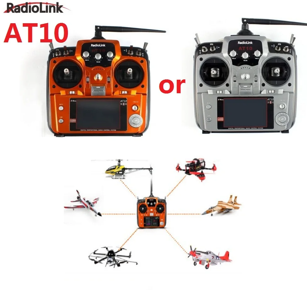 

RadioLink AT10 remote controller 10CH Transmitter Remote Control System w/R10D Receiver for RC Airplane Helicopter