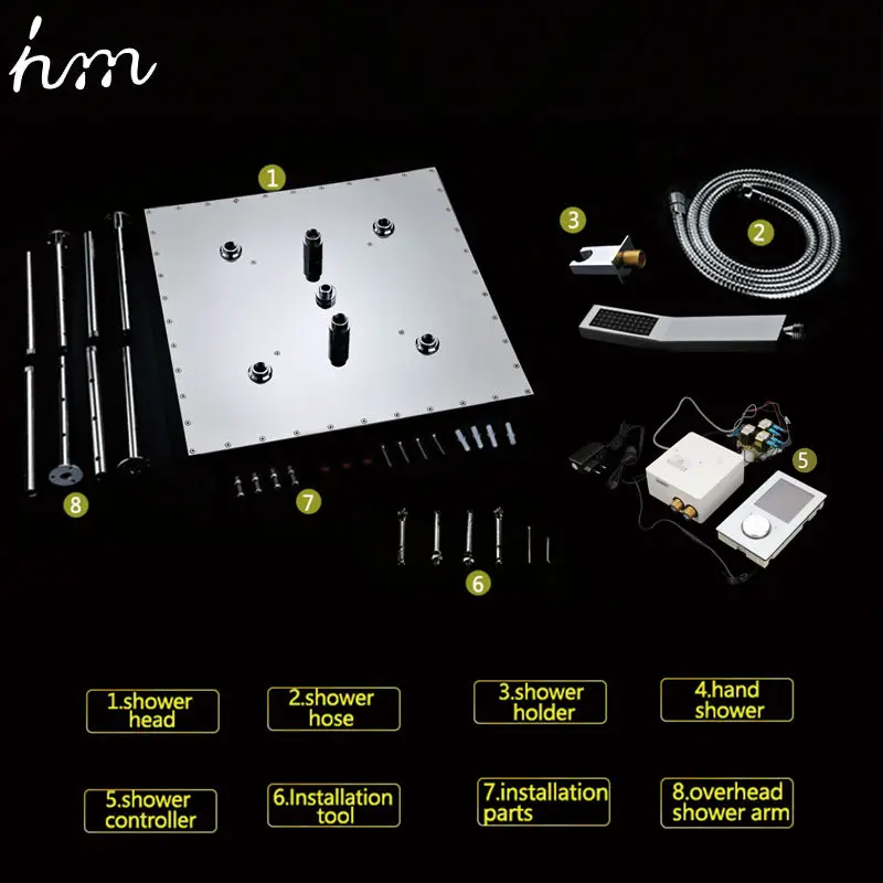 LED Интеллектуальный цифровой дисплей Набор для душа с дождем 20 &quotSPA Mist
