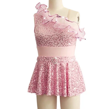 

Two-piece Adult Pink Ballet Tulle Skirt Dancewear Dance Gymnastics Leotards Dress For Women Girl Kids Costumes Justaucorps