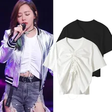 Новинка г. летняя футболка money Jane dream простая однотонная Сексуальная утягивающая веревка