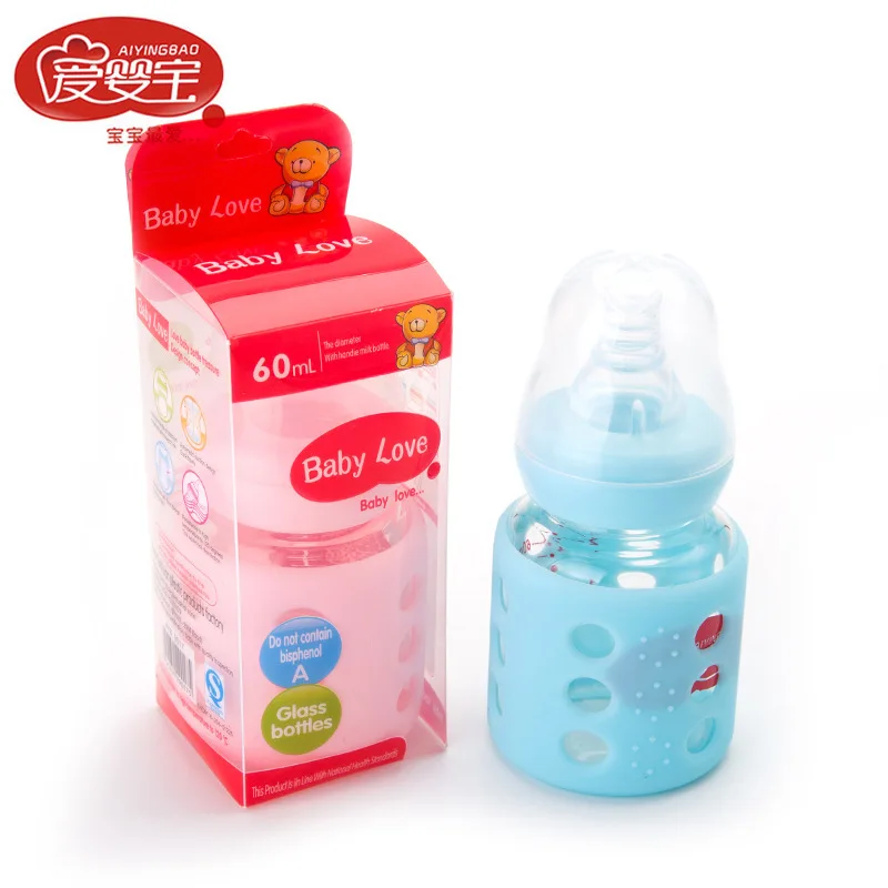 Online Bayi Botol Makan Bayi Kaca dengan Pelindung Lengan 60 Ml Botol Susu