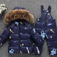 Зимний комбинезон для малышей; русская куртка-пуховик для малышей; комплекты одежды для детей; парка для мальчиков; пальто с мехом; зимний костюм; Детский комбинезон для девочек