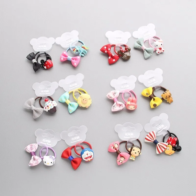 

2PCS Creative Bowknot Animal Princess Headwear Kids Elastic Hair Bands Baby Headdress Children Hair Ropes Girls Hair Accessories