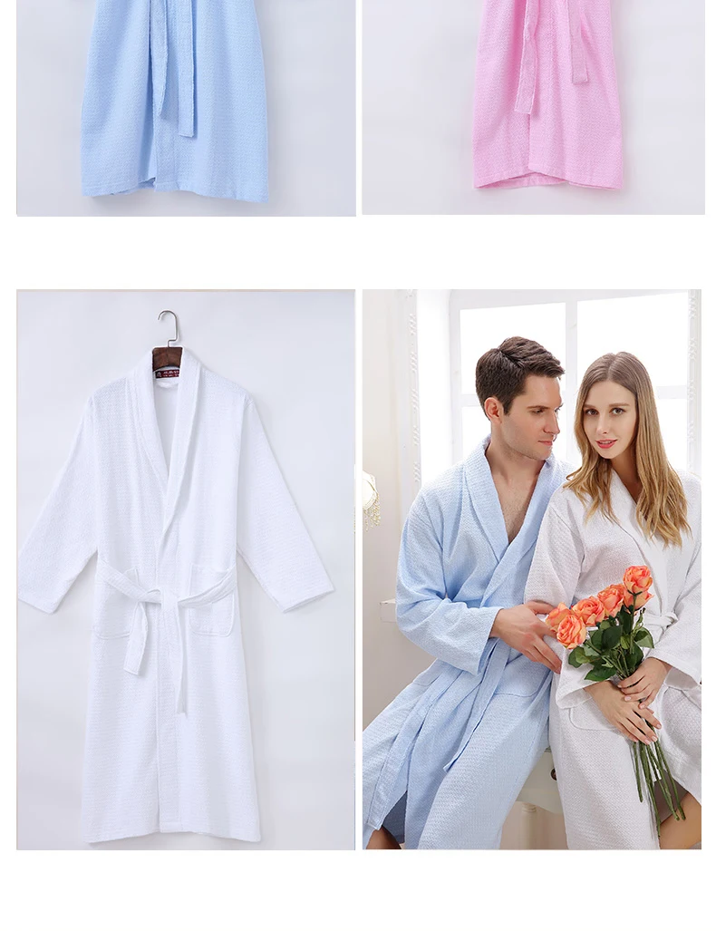 Для мужчин Халат вафельный Cotton Kimono Robe ночное кимоно пижамы Ночная рубашка халат плюс Размеры XXL лето