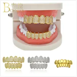 BOAKO Bling Для мужчин grillz Gold дентальные украшения в стиле «хип-хоп» Зубные решетки Кепки, реперские кепки Зубы сетки накладки в стиле «панк» зуб