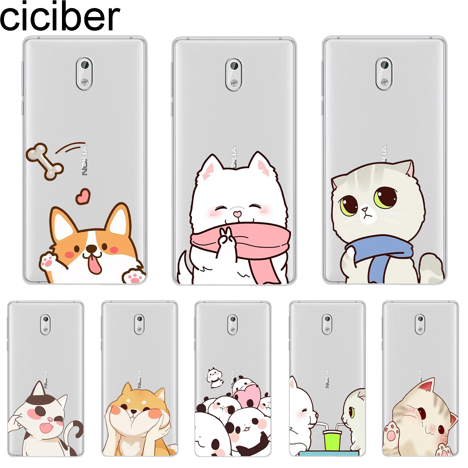 

ciciber Cartoon Dog Cat Cover For Nokia 8 8.1 7 7.1 6 6.1 5 5.1 3 3.1 2 2.1 Plus 9 PureView Phone Case For Nokia X7 X6 X5 X3 TPU