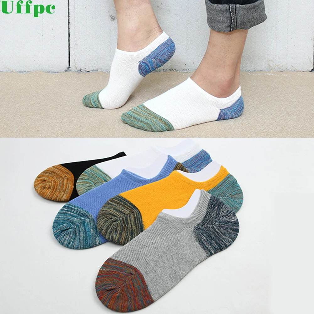 Casual Men Cotton Ankle Socks Men's Business Casual Solid Black White