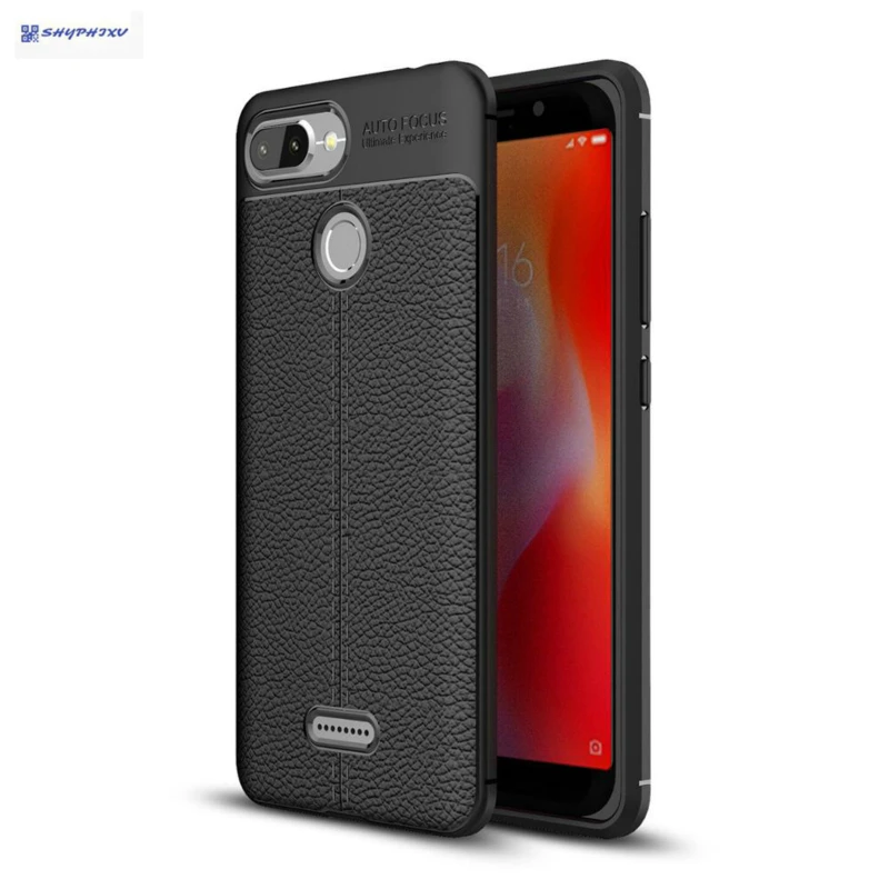 Мягкий кожаный чехол из ТПУ с узором Личи для Xiaomi Redmi 6A 6 Pro Силиконовый