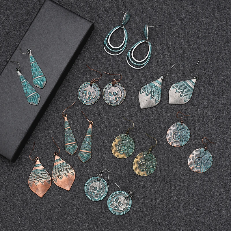 

QIHE JEWELRY 9 styles Vintage Earrings for Women Oval Tassel Round Earrings Ethnic Vintage Boho Drop earring Boho Chic