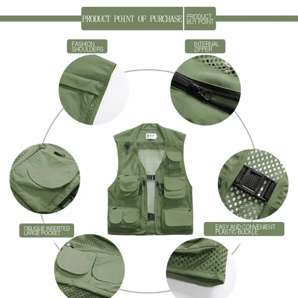 Летний легкий уличная сушильная жилетка рыболовный альпинистский жилет много карманов свободная стильная дышащая одежда Прямая