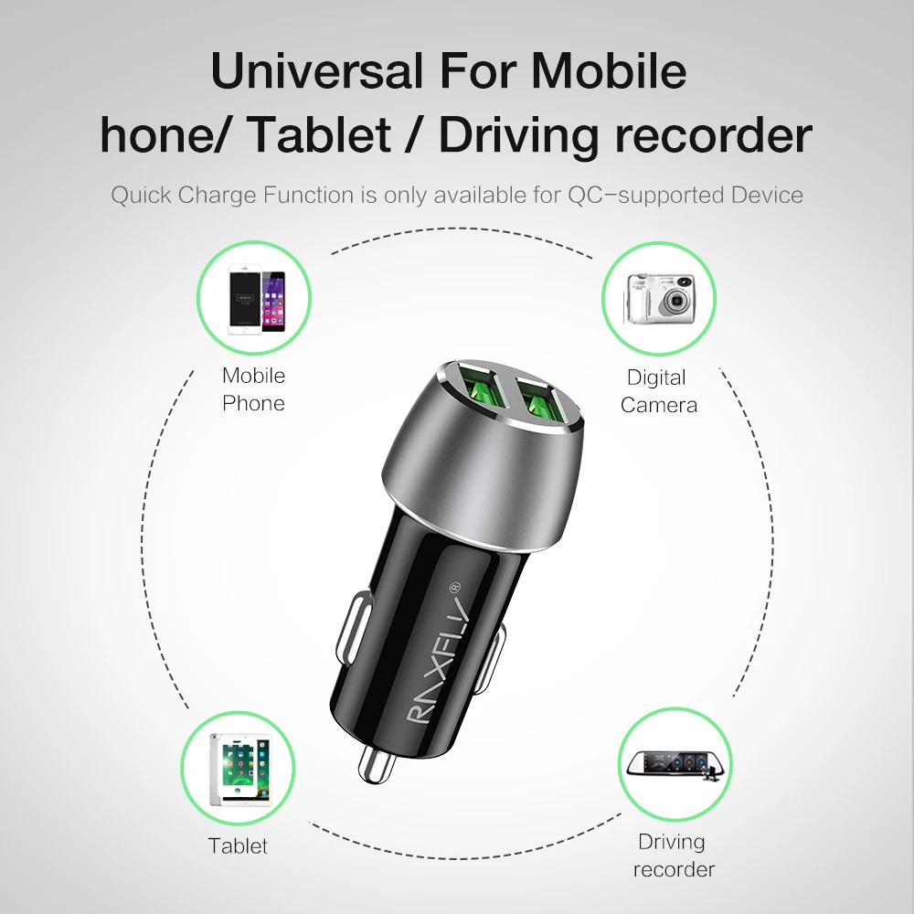 Raxfly usb شاحن سيارة شحن سريع السفر السريع البسيطة 3.0 led سيارة-شاحن الهاتف المحمول ل فون سامسونج xiaomi قرص شاحن Raxfly usb شاحن سيارة شحن سريع السفر السريع البسيطة 3.0 led سيارة-شاحن الهاتف المحمول ل فون سامسونج xiaomi قرص شاحن