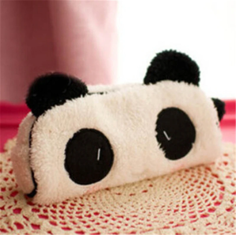 

New Cute Panda Pencil Case For Girls School Plush Cosmetic Makeup Tools Bag Women Money Bag Wallet Organizer 3014