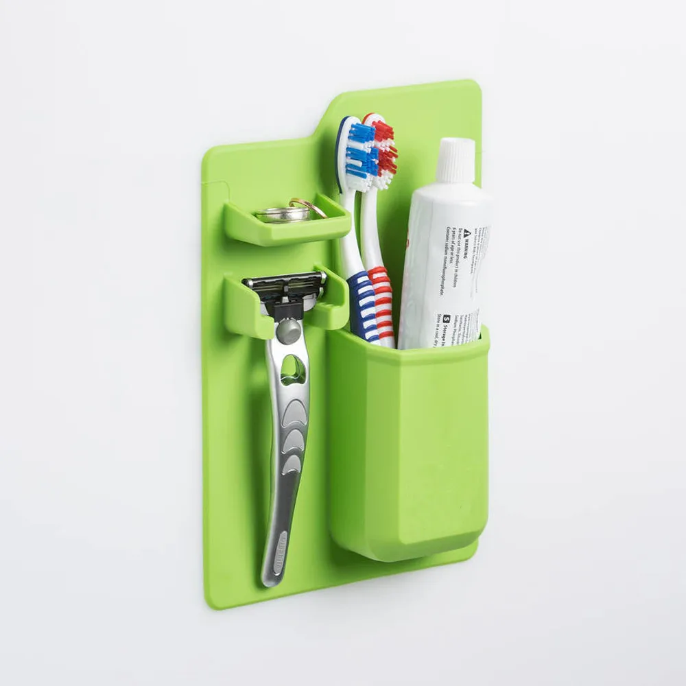 

Silicone Mighty Toothbrush Holder Baskets Bathroom Organizer Storage Space Rack