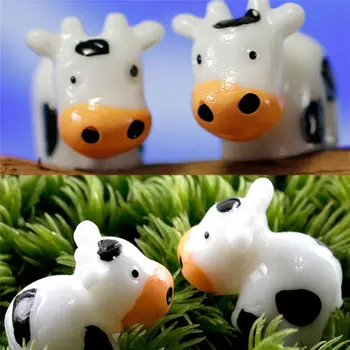 

2PCS Mini Cute DIY Milk Cow Miniature Fairy Garden Decorations Resin Crafts Bonsai Terrarium Accessories Home Decor 2 Colors