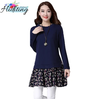 

Winter Bottoming Dress 2019 Spring New Autumn Plus Velvet Fake Two-Piece Dress Fashion Large Size M-5Xl Slim Female Dress WIN49
