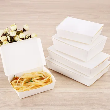 

Disposable Box Paper Meal Box Takeaway Case Packaging Tools Big Capacity Thickened Eco-food Box Degradable Lunch Box 100pcs/pack