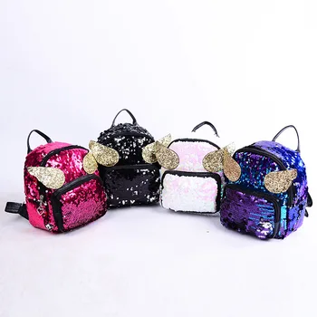 

Women Colorful Bling Sequins Wings Backpack Shoulder Bag Cute Women Travel Schoolbag Backpack Mochila Satchel