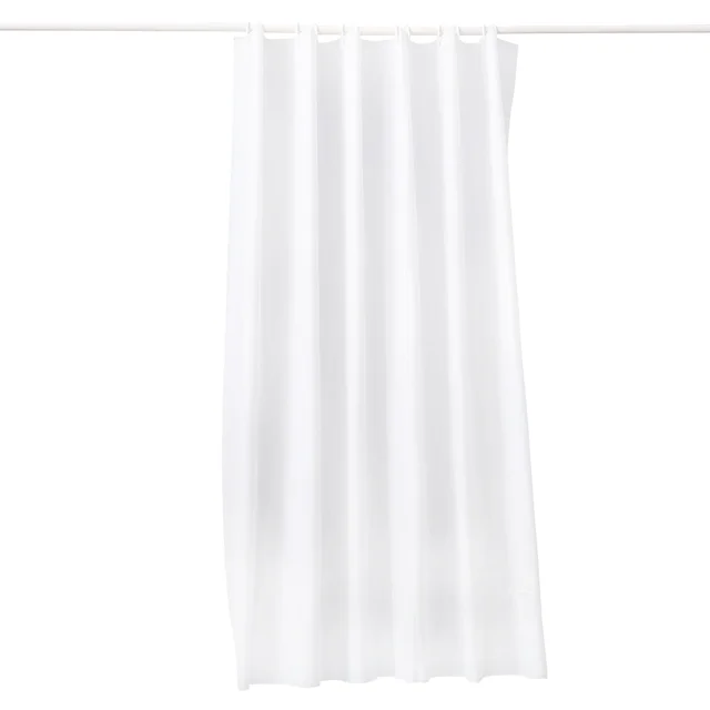 PLAIN SHOWER BATHROOM CURTAIN 12 HOOK RING SET 180X180CM MILDEW SPLASH RESISTANT
