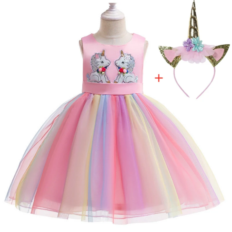 2019 niñas vestido unicornio fiesta niño vestido Pony Arco Iris disfraz  Pascua niños vestidos para niñas elegante vestido de princesa 3 10 años| Vestidos| - AliExpress