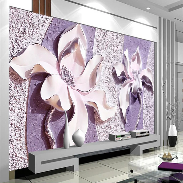 Special Price beibehang purple Magnolia papel de parede 3D TV backdrop Custom 3d flooring photo wallpaper wall paper modern minimalist bedroom Special Price beibehang purple Magnolia papel de parede 3D TV backdrop Custom 3d flooring photo wallpaper wall paper modern minimalist bedroom