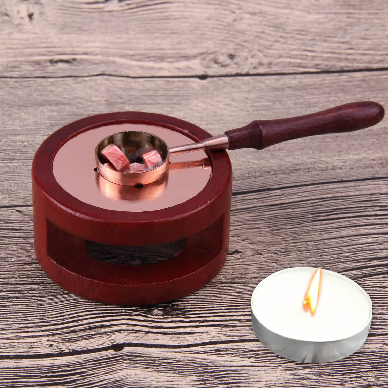 

1PCS Melting Pot Furnace 1PCS Copper Spoon Vintage Retro Seal Tools Kit for Wax Stamp Sealing Wax